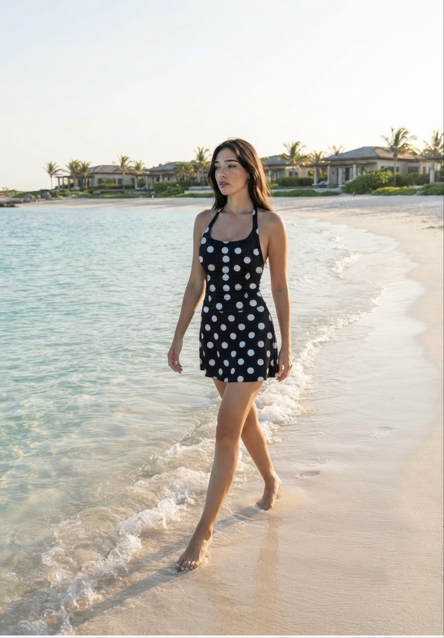 Midnight Polka Swim Dress🌊